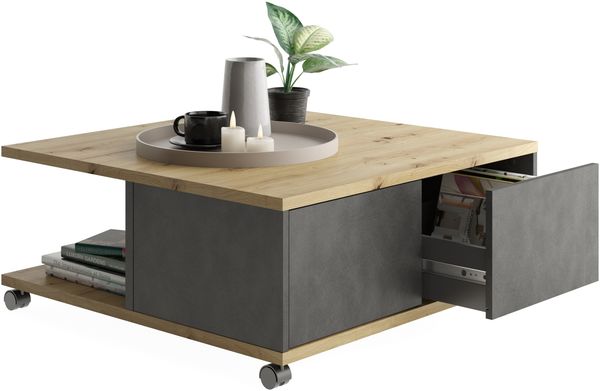 Couchtisch >TWIN 1< in Matera-Artisan Eiche - 70x36x70cm (BxHxT)
