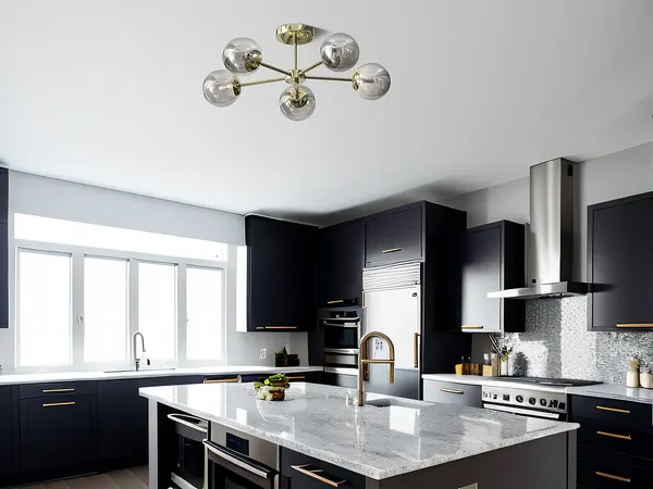 Vente-unique - SOFIA Hängelampe Kronleuchter und Deckenlampe MetallMetall GrauGold - B 58,5 cm x H 21 cm x L 58,5 cm