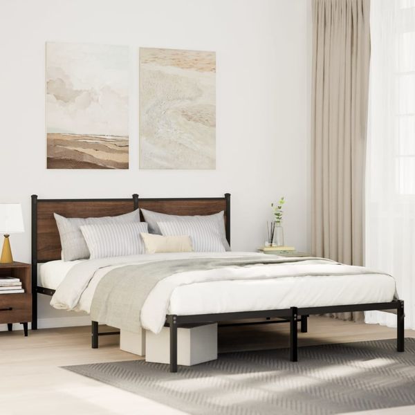 vidaXL Metallbett ohne Matratze Räuchereiche 140x200 cm 4007668