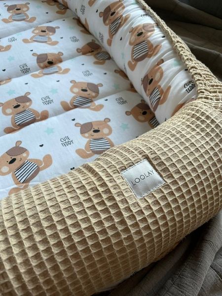 Loolay Bettnestchen TAUPE WAFFELPIQUE Braun TEDDY Baumwolle BABYNEST Babykokon Kokon, (Neugeborene Babyaustattung Reisebett Nestchen SOLO/ o. in Geschenk SETS, 5-tlg, 4 Jahreszeiten ATMUNGSAKTIVER TAUPE WAFFEL), 100% Europäische Stoffe und Kleinserien-...