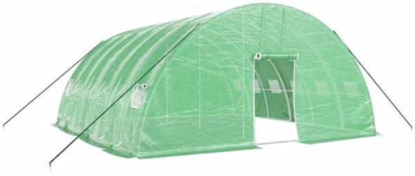 vidaXL Gewächshaus mit Stahlrahmen Grün 36 m² 6x6x2,85 m 3188106