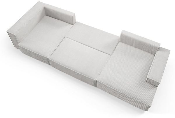 Wohnlandschaft Schlafsofa CORUNIA Stoff Poso Graublau Ottomane Rechts Bild 2