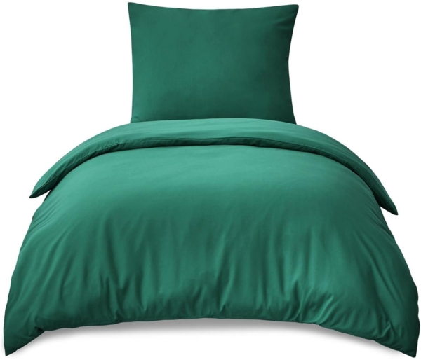 Bettwäsche 155x220 Grün Mikrofaser Set Kissenbezug Reißverschluss