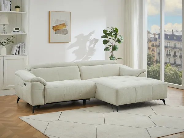 Vente-unique - CLIMOTA Sofa Stoff Weiß - B 176 cm x H 76 cm x L 266 cm