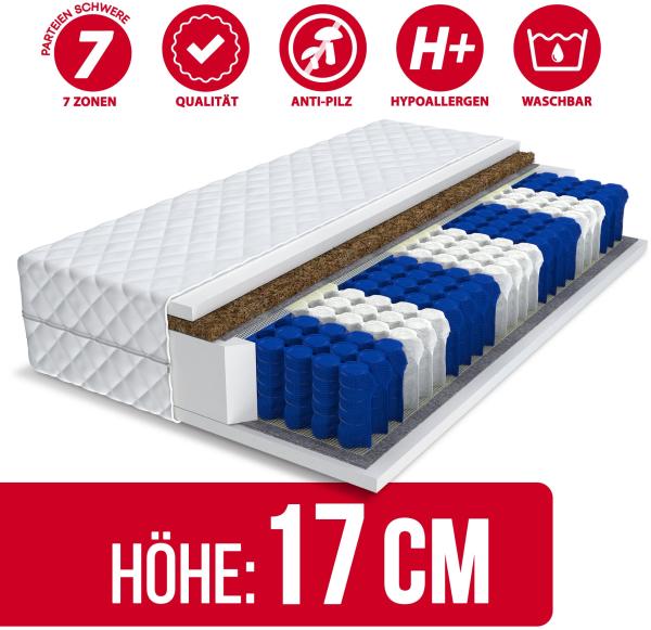 Matratze VIDA H3 7 Zonen 100x200 Premium Taschenfederkern FEDERKERN KOKOS 17cm Bild 2