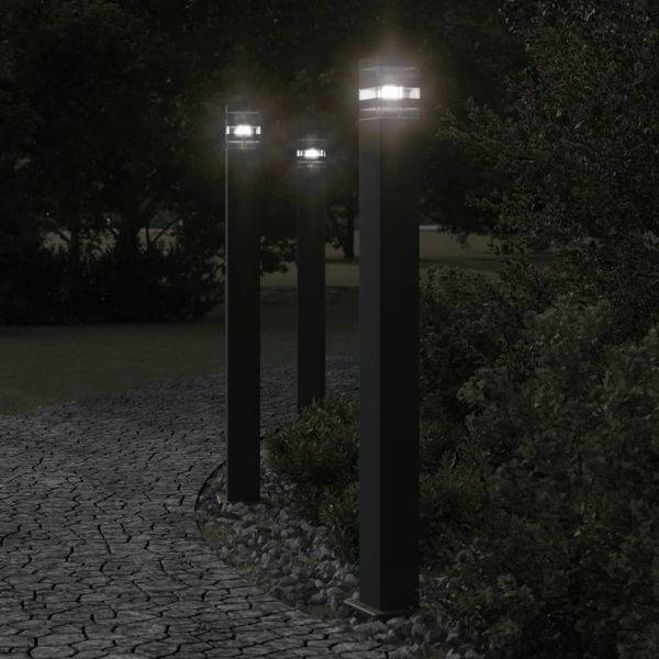 vidaXL Wegeleuchten 3 Stk. Schwarz 110 cm Aluminium 4006398