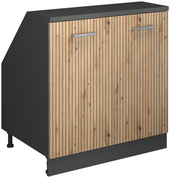 Dachschrägenschrank Rion Artisan-Eiche 80x81.6 cm mit 2 Türen, Schrankkorpus 60 cm Tiefe Vicco