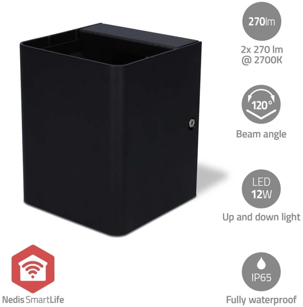 NEDIS Smartlife-Außenleuchte 2 x 270 lm Zigbee 3.0 12 + 4 W RGB / Warmweiss 2700 K Aluminium Android™ / IOS