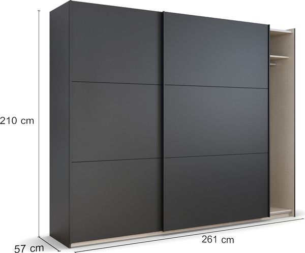 rauch Kleiderschrank; Schwebetürenschrank KRONACH, 2-türig, Graumetallic, 261x210x59xcm Bild 4