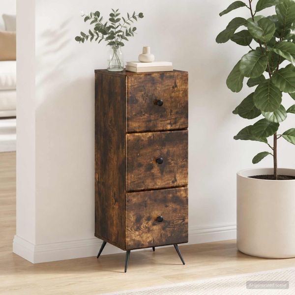 vidaXL Schubladenschrank Geräucherte Eiche 33 x 34,5 x 90 cm 895540