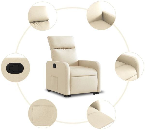 vidaXL Relaxsessel mit Aufstehhilfe Creme Stoff 3206707 Bild 8