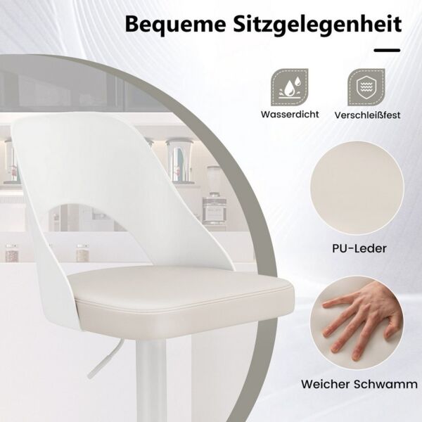 COSTWAY Barhocker (2er Set), Barstühle 360° drehbar, höhenverstellbarer Drehstuhl