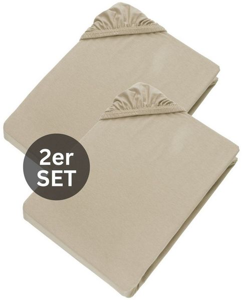 SCHÖNER WOHNEN-Kollektion Spannbettlaken BASIC Spannbettlaken, Mischgewebe, Gummizug: rundum, (2 Stück), 100 x 200 cm - 2er Set in Beige