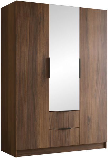 Kleiderschrank Conate II (Farbe: Nuss Warmia / Nuss Warmia + Schwarz)