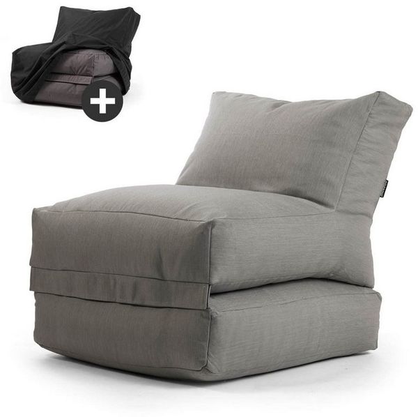 mokebo Sitzsack Der Summerdream (mit Schutzhülle), Bean Bag Outdoor, Sitzsack für deinen Balkon, Gartenliege in Steingrau