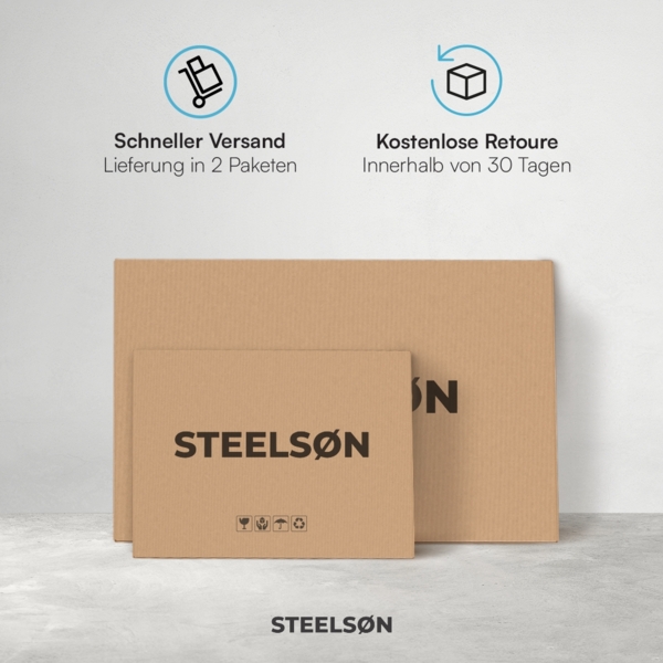 STEELSØN 'Xenara' Polyrattan 3-tlg. Gartenmöbel Set, Sitzgruppe aus 2 Stühlen und Tisch mit Glasplatte, zusammenklappbar, schwarz/anthrazit, wetterfest Bild 8