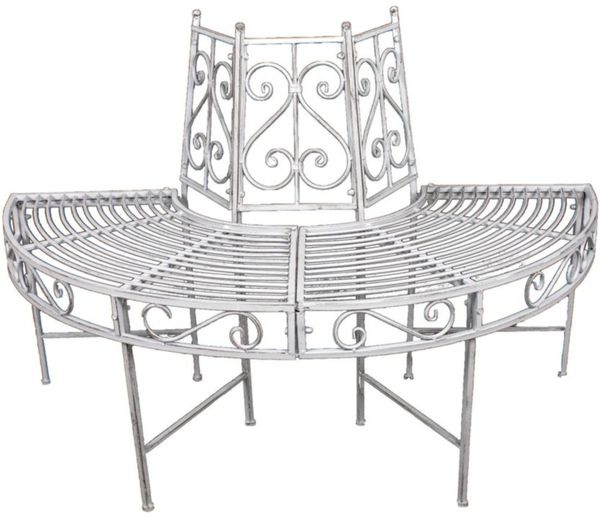 Baumbank >Varda< in weiss aus Stahl - 122x63x80cm (LxBxH)