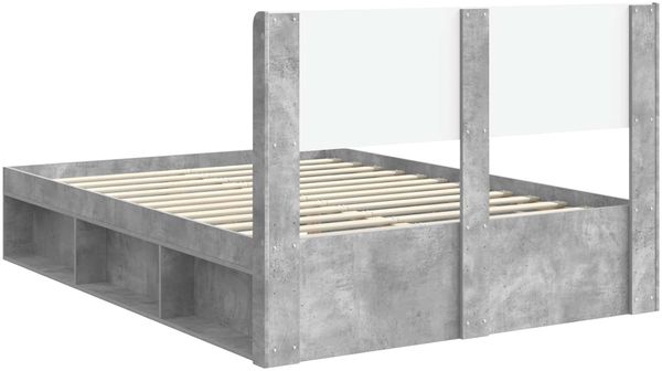 vidaXL Bettgestell mit Stauraum und Kopfteil Betongrau 120 x 190 cm 3414238 Bild 7