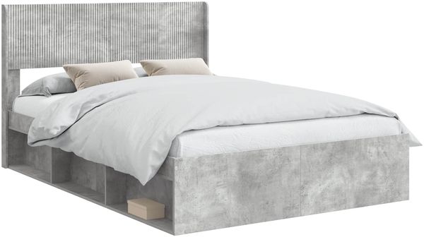 vidaXL Bettgestell mit Stauraum und Kopfteil Betongrau 120 x 190 cm 3414238 Bild 2