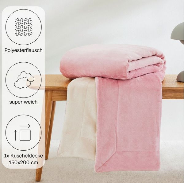 Wohndecke Doublesoft, Kuscheldecke, Deal, Kissen geschenkt!, s.Oliver, Kuscheldecke 150x200 cm, GRATIS-Zugabe:2x Kissenhülle (Reißverschluss)