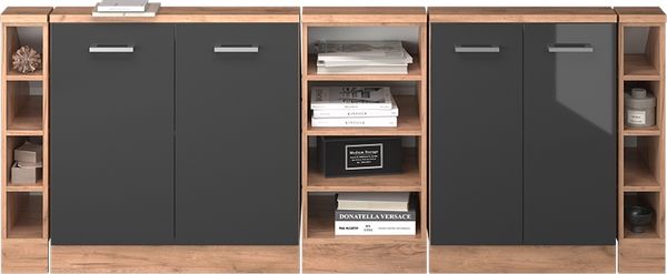Küchenschrank für Dachschrägen R-Line Anthrazit Hochglanz 210 cm 5er Set Vicco Bild 6