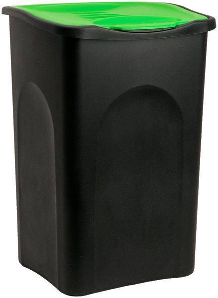Stefanplast® Mülleimer Klappdeckel Schwarz - Grün 50 L