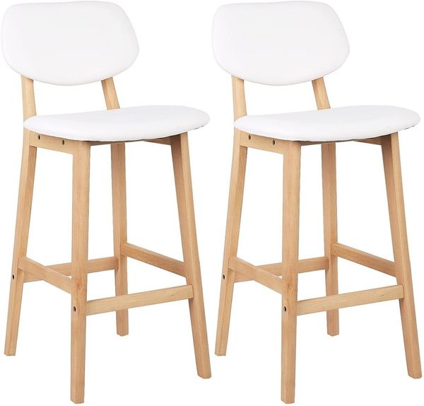 Barstuhl 2er-Set, gepolstert aus Kunstleder weiß