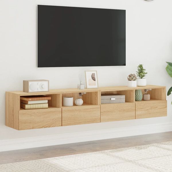 vidaXL TV-Wandschränke 2 Stk. Sonoma-Eiche 80x30x30 cm Holzwerkstoff 836873