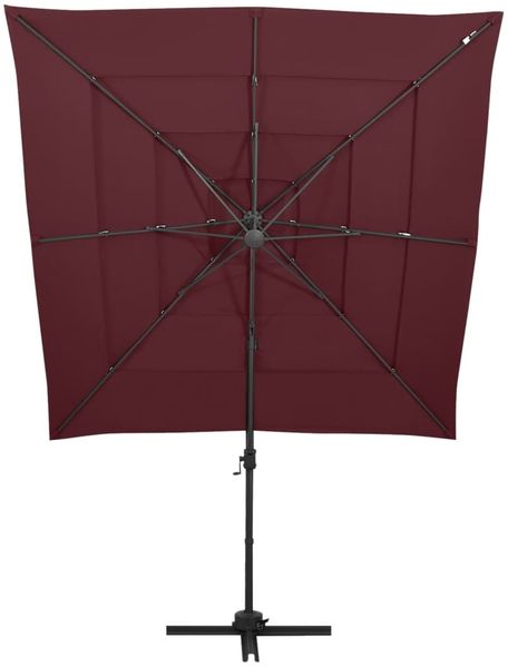 Sonnenschirm, Terrassenschirm mit Aluminium-Mast 4-lagig Bordeauxrot 250x250 cm