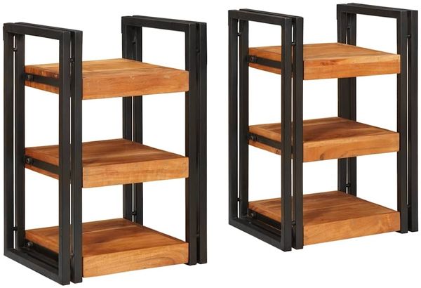 vidaXL Nachttisch 2 pcs Braun und Schwarz Massivholz Akazie 4016735