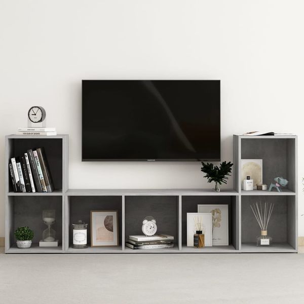 vidaXL 3-tlg. TV-Schrank-Set Betongrau Spanplatte [3080019]