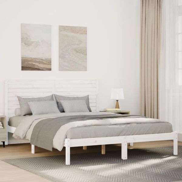 vidaXL Massivholzbett Extra Lang ohne Matratze Weiß 140x210 cm 3309300