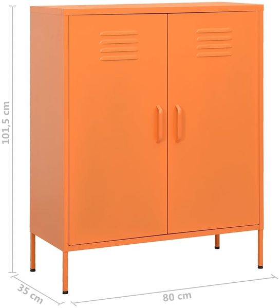Sideboard KEVI Metall Orange 80x35x101,5 cm Stahl | Flurschrank Metallschrank Lagerschrank Beistellschrank Wohnzimmer Bild 10