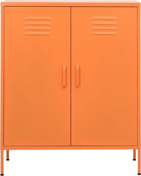 Sideboard KEVI Metall Orange 80x35x101,5 cm Stahl | Flurschrank Metallschrank Lagerschrank Beistellschrank Wohnzimmer Bild 4