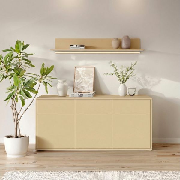 FORTE Sideboard Alice Springs, Sideboard, Breite 184,2 cm, viel Stauraum, Schubkästen mit Vollauszug, Push to open, grifflos