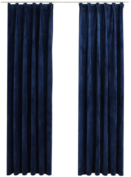 vidaXL Verdunkelungsvorhänge Haken 2 Stk. Samt Dunkelblau 140x245cm 134534