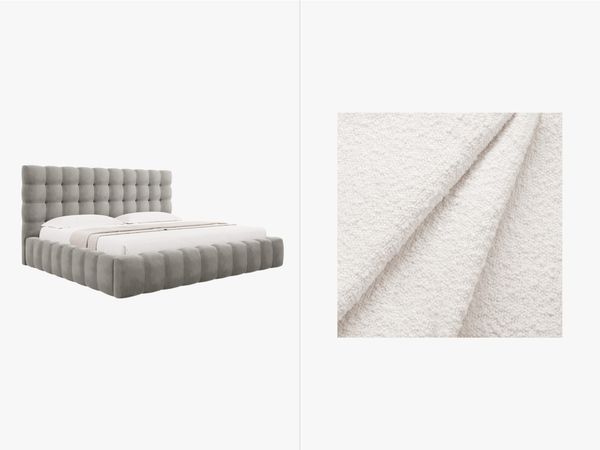 Micadoni Stauraumbett mit Kopfteil Mamaia Boucle Baloo Weiß 200x200