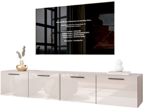 Lookway TV-Schrank AURA KASCHMIR GLOSS 200 cm Hängeschrank mit Led Beluchtung Breite: 200 cm