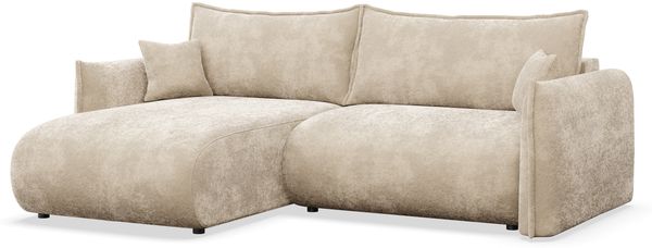 Selsey Cushi Ecksofa mit Schlaffunktion, Ottomane links, Beige-Chenille