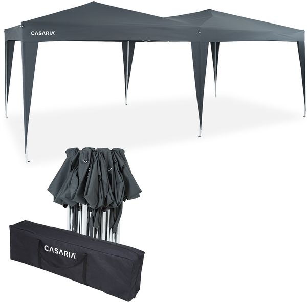 CASARIA® 'Capri' Pop-Up Faltpavillon inklusive Tasche, wasserdicht, UV-Schutz 50+, Stahl / Polyester, Anthrazit, 3x6 m