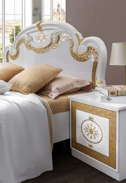 Interdesign24 Schlafzimmer-Set Paola, (im klassischen Barock Stil, 6-Teilig), in Weiß/Gold Hochglanz