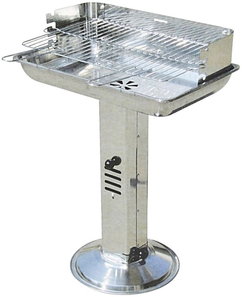 Edelstahl Standsäulengrill Gartengrill Holzkohlegrill Standgrill Barbecue Grill