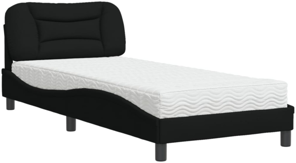 vidaXL Bett mit Matratze "Hvar" Schwarz 90x190 cm Stoff 3208501