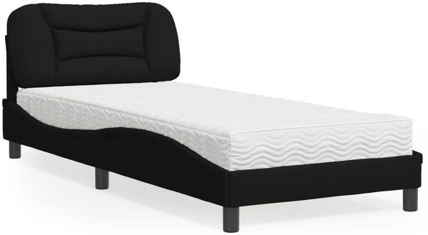 vidaXL Bett mit Matratze "Hvar" Schwarz 90x190 cm Stoff 3208501