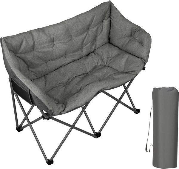 Woltu Campingstuhl (1 St), Klappstuhl Camping für 2 Personen, Campingsessel mit Metallbeinen
