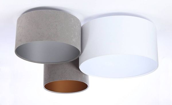 BPS Koncept 080-05-062 Deckenleuchte Trio Weiß, Grau, Silber, Gold 3 x E27 L:91cm H:30cm dimmbar