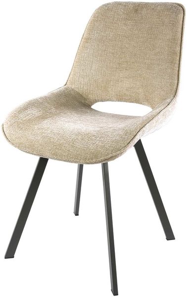 4er-Set Stuhl Levi 360° drehbar mit Stoffbezug, Sand