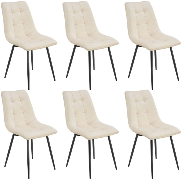 Juskys Esszimmerstühle Blanca 6er Set - Samt Stühle gepolstert - Stuhl für Esszimmer, Küche & Wohnzimmer - modern, belastbar bis 120 kg Beige