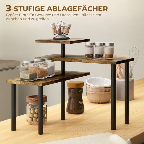 BlingBin Küchenregal Drehbares Küchenregal mit 3 Ebenen, modernes Eckregal, 2 Stück 2-tlg, Metallrahmen, Aufbewahrungsregal für die Küche