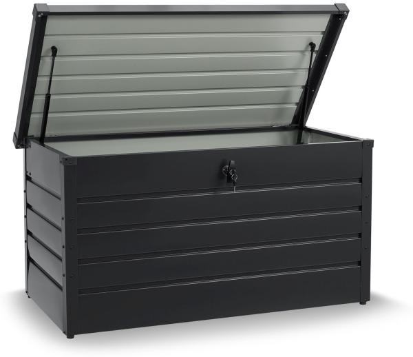 Juskys Metall Aufbewahrungsbox Limani 380 Liter - Outdoor Box - wasserdicht, abschließbar - Gartenbox, Auflagenbox, Kissenbox für Garten Anthrazit